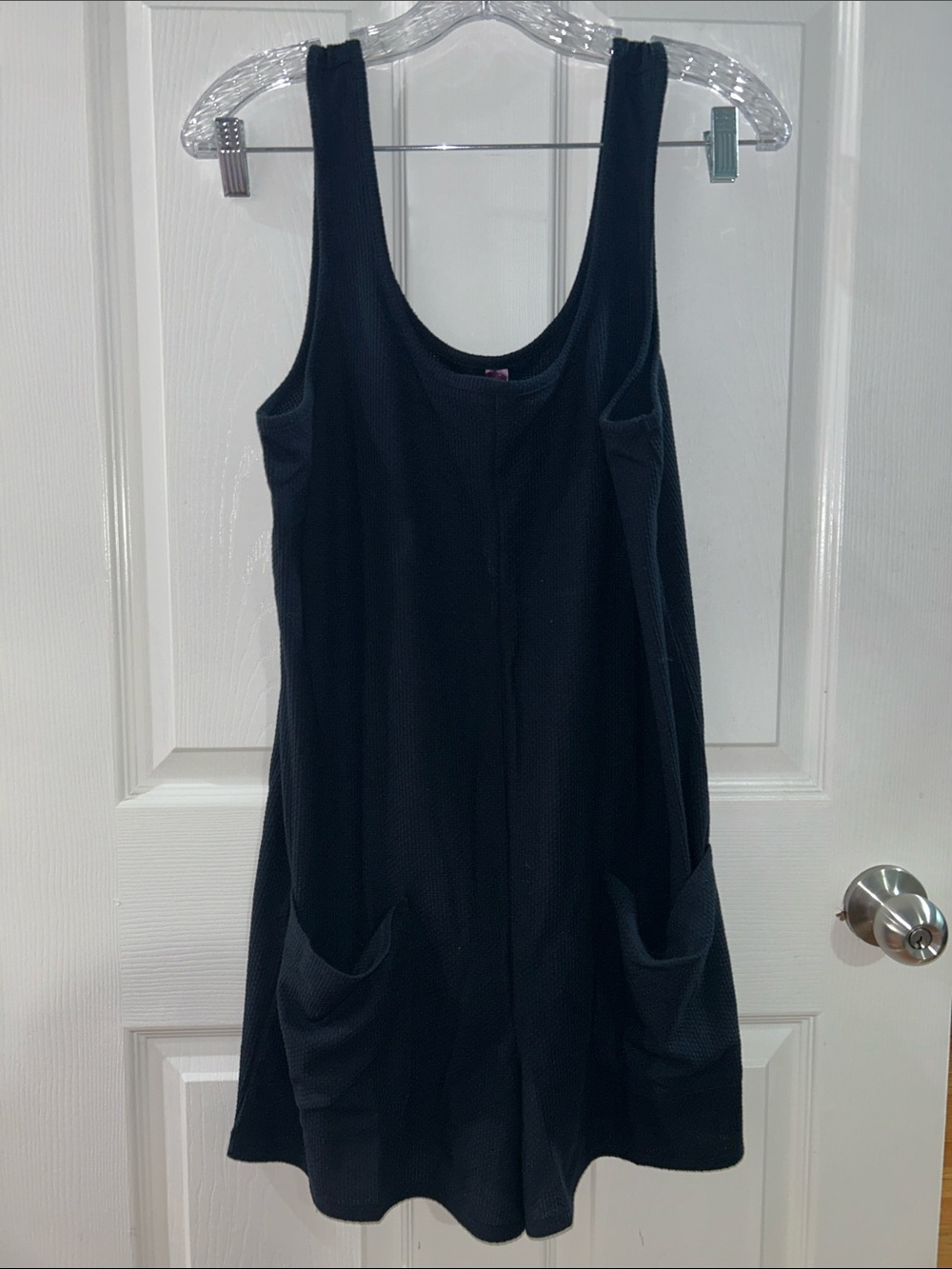 Adore Me Black Sleeveless Romper with Pockets